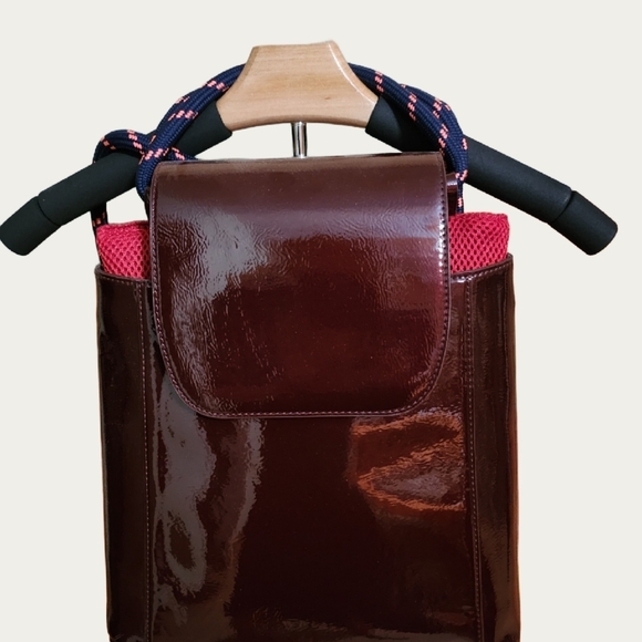 unbranded Handbags - BURGUNDY FAUX Patent LEATHER Backpack